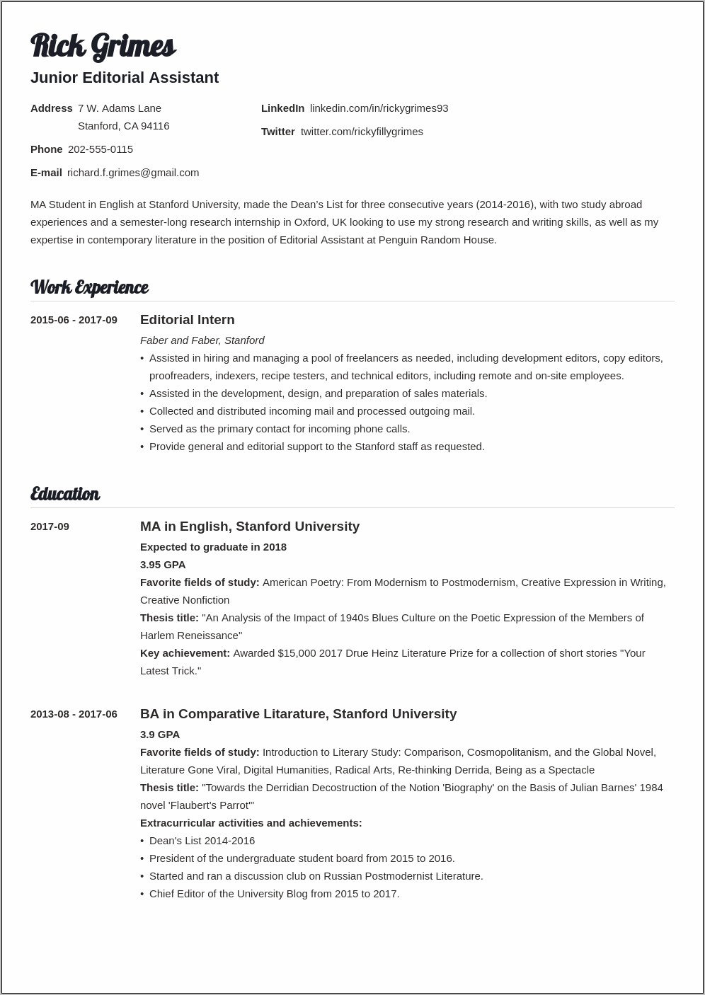 Example Skills For College Resume