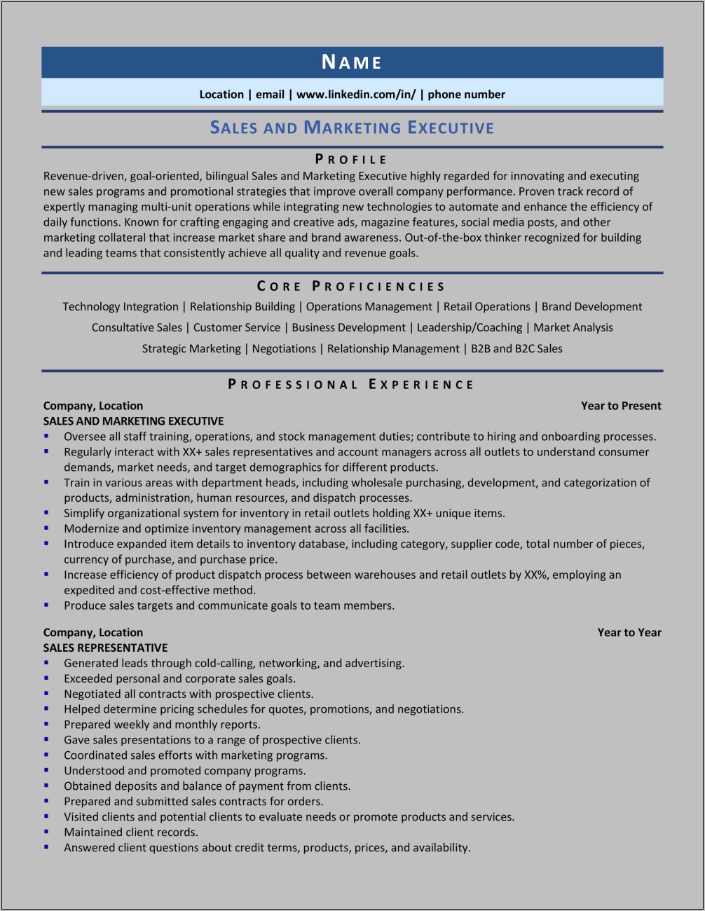 Example Summary For Sales Resume