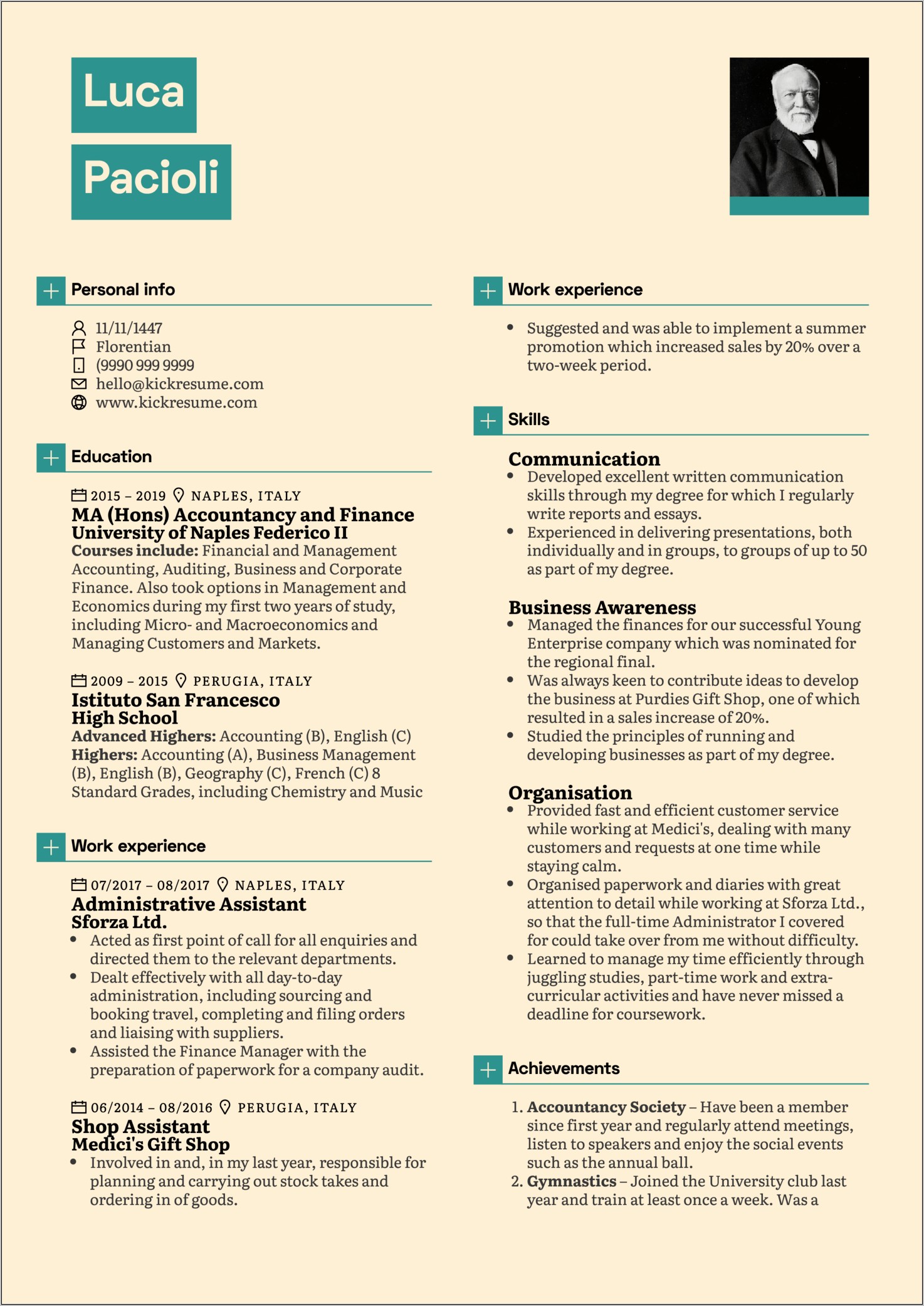 Examples For Resume For Students