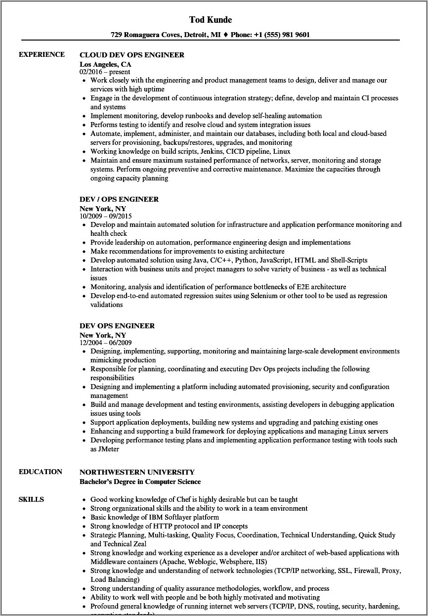 Examples Of A Cd Resume
