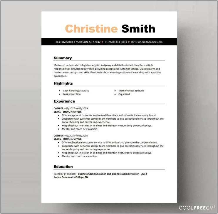 Examples Of A Resume Template