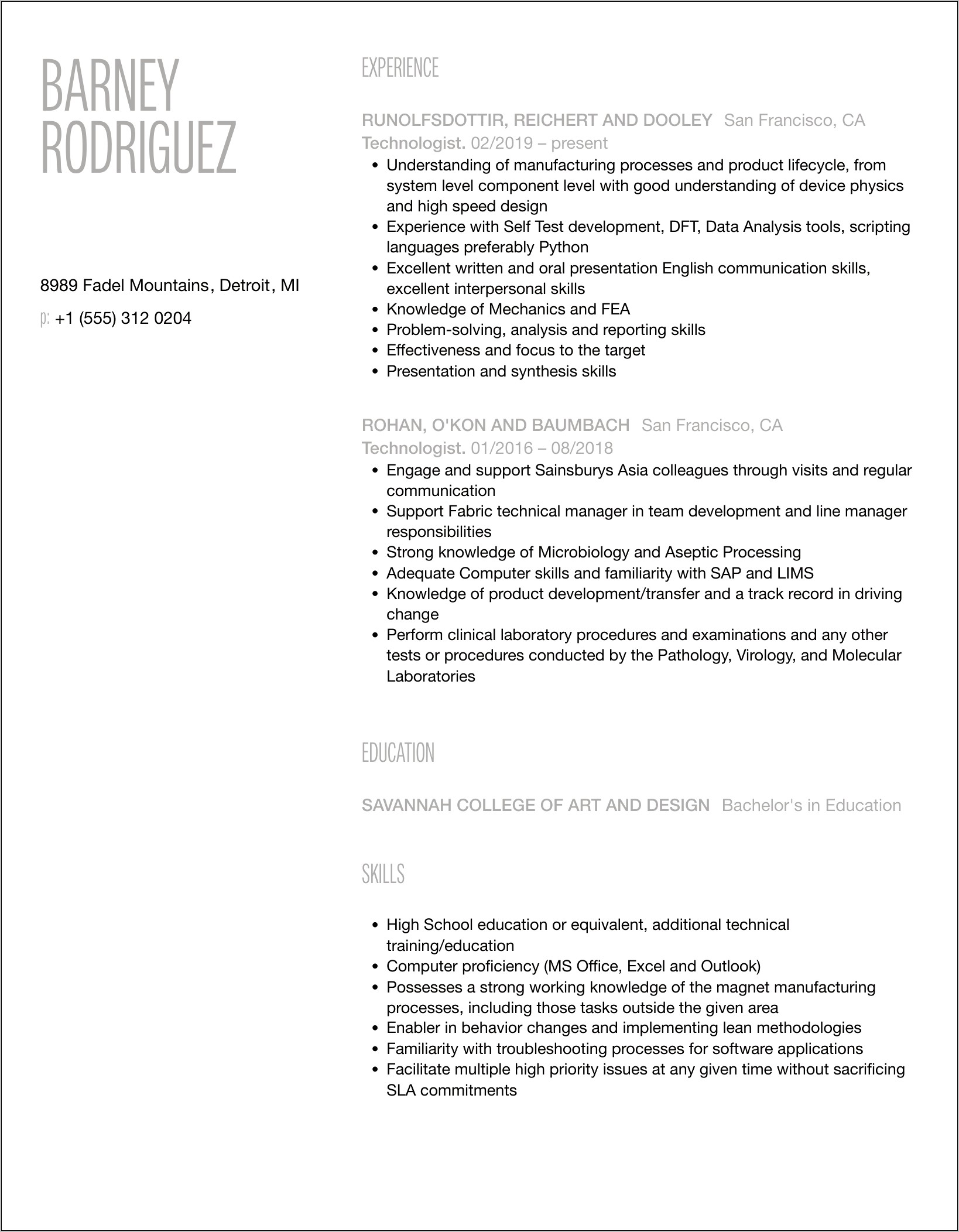 Examples Of Aesthetic Injector Resume