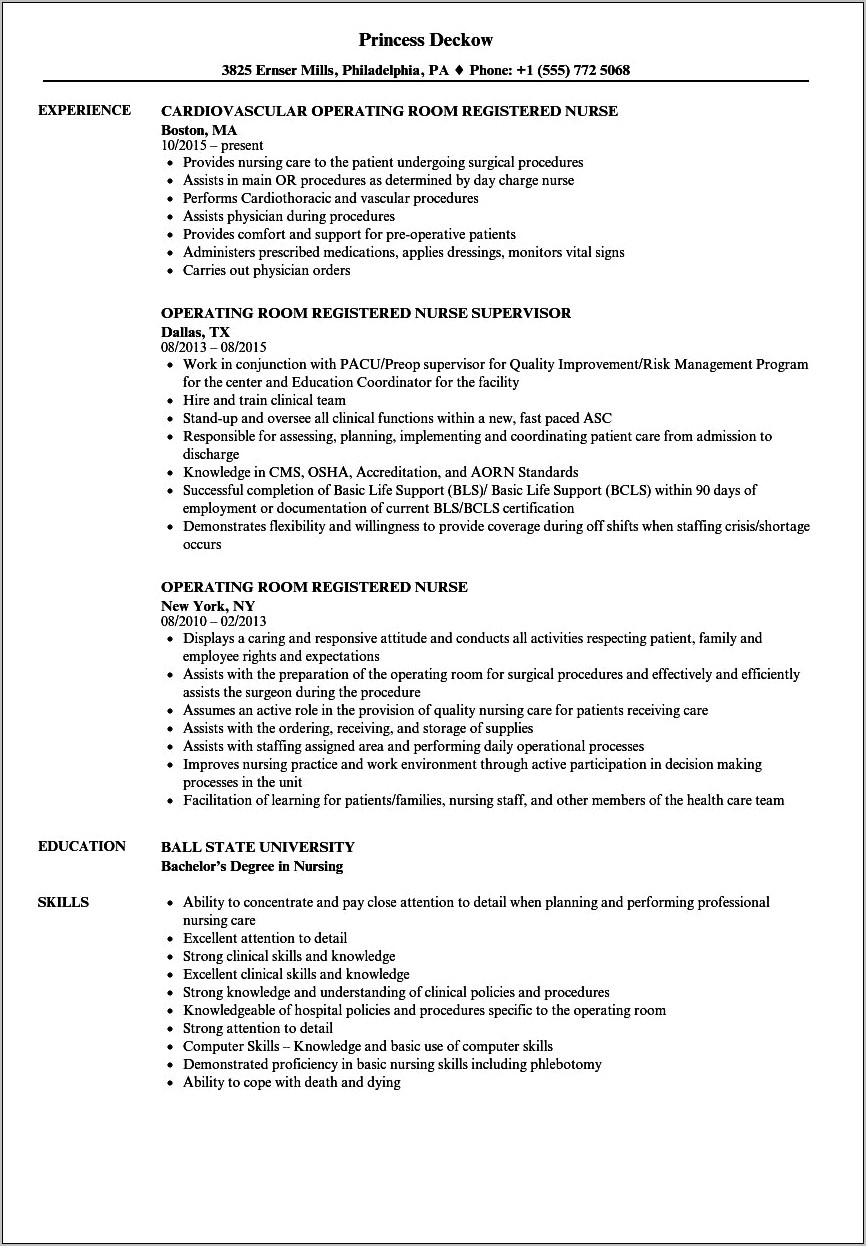 Examples Of Charge Nurse Resume