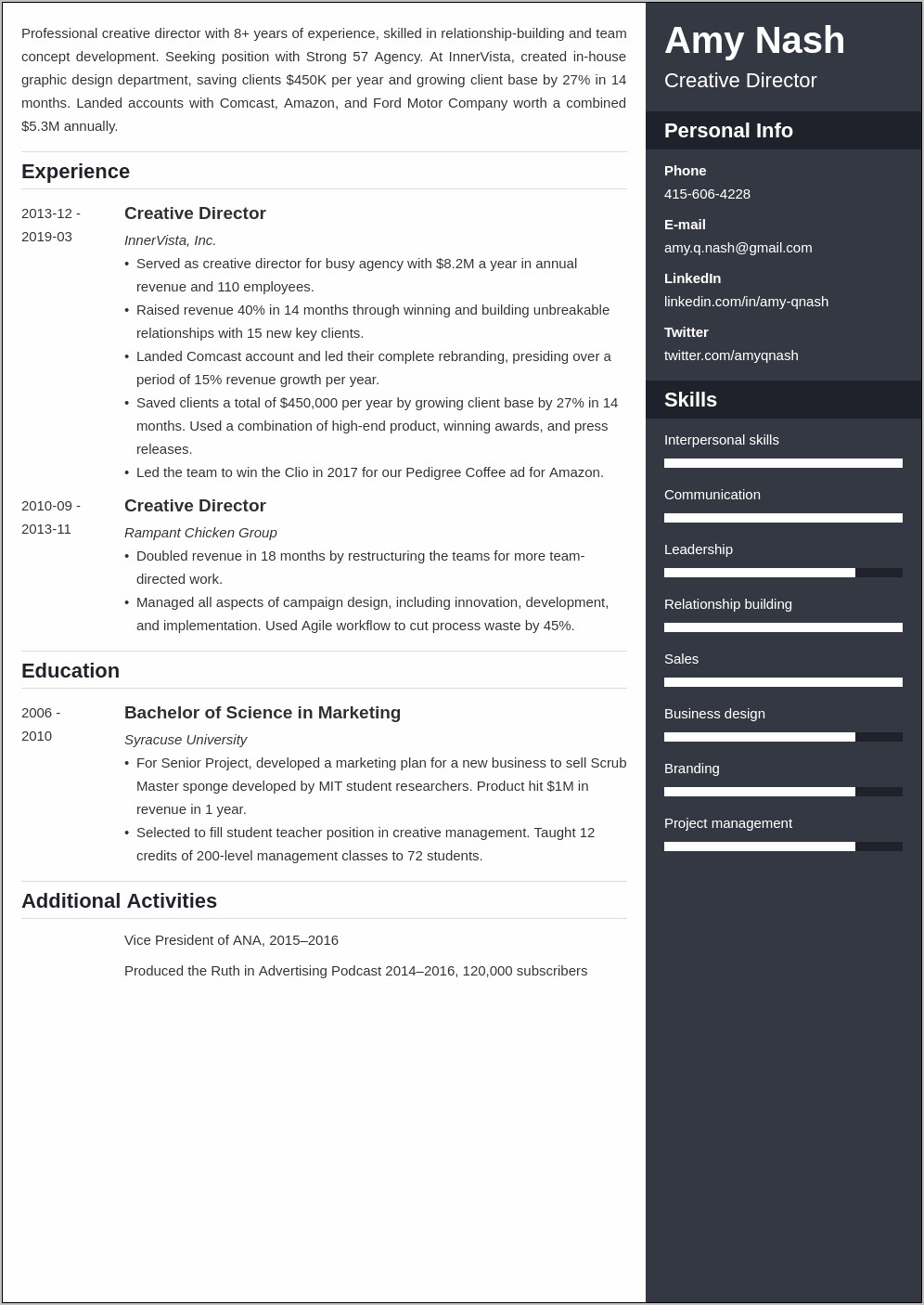 Examples Of Creative Director Resumes