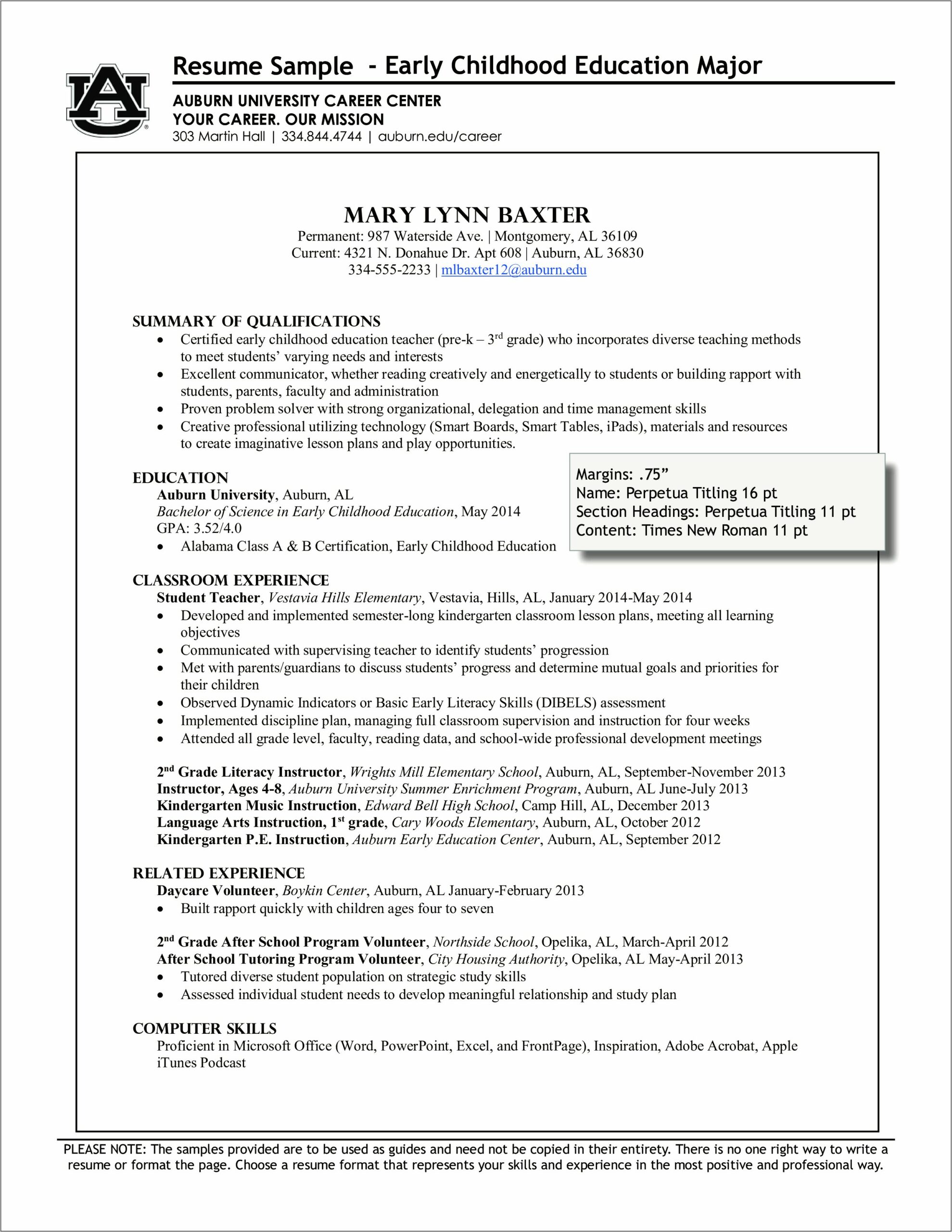 Examples Of Daycare Teacher Resumes