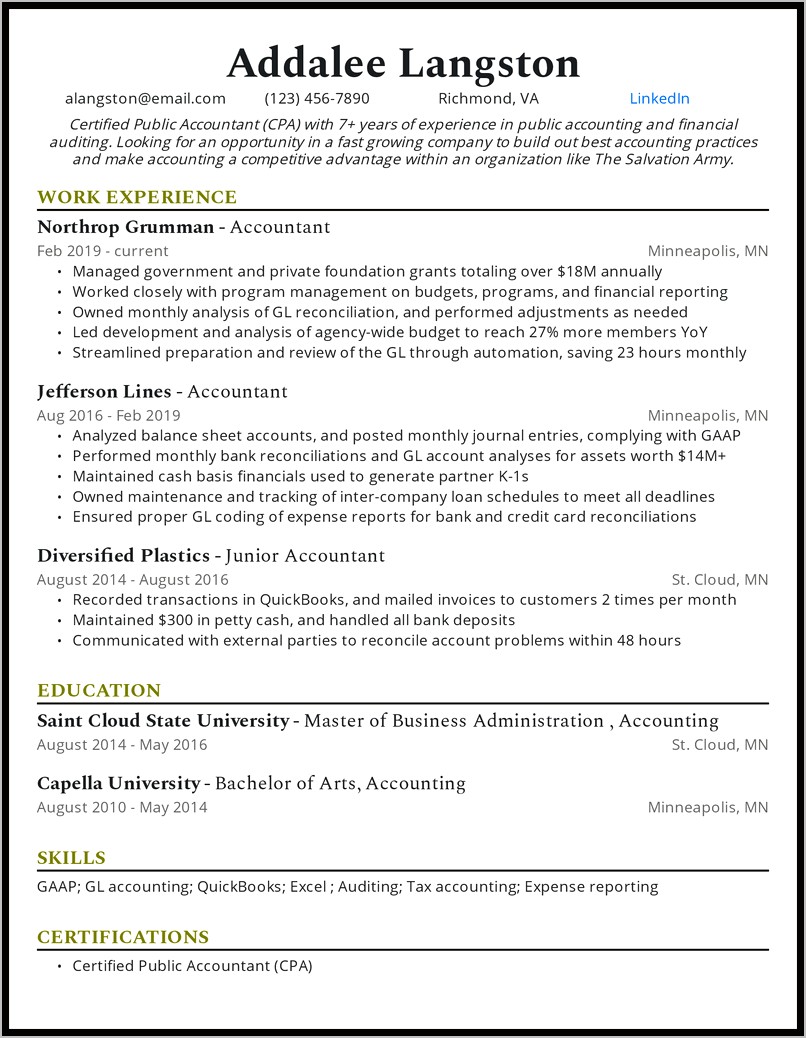 Examples Of Good Accounting Resumes