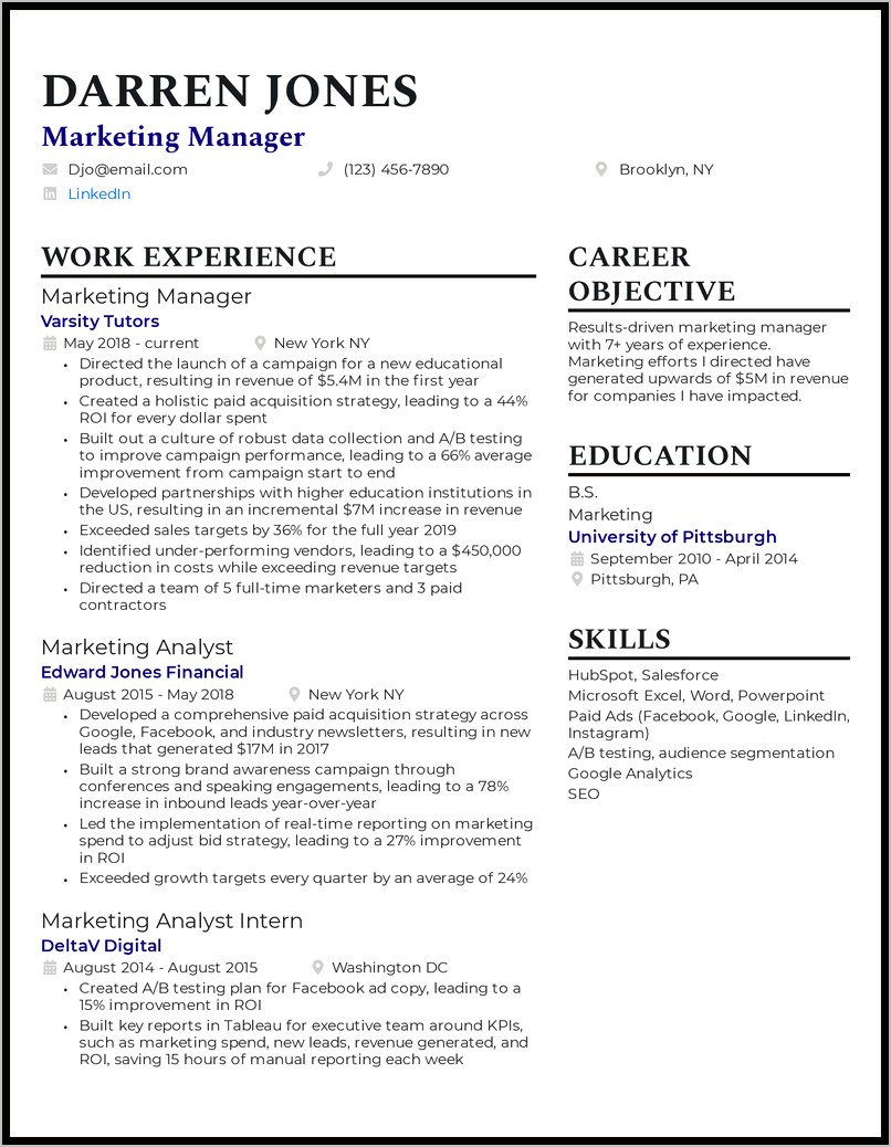 Examples Of Good Looking Resume