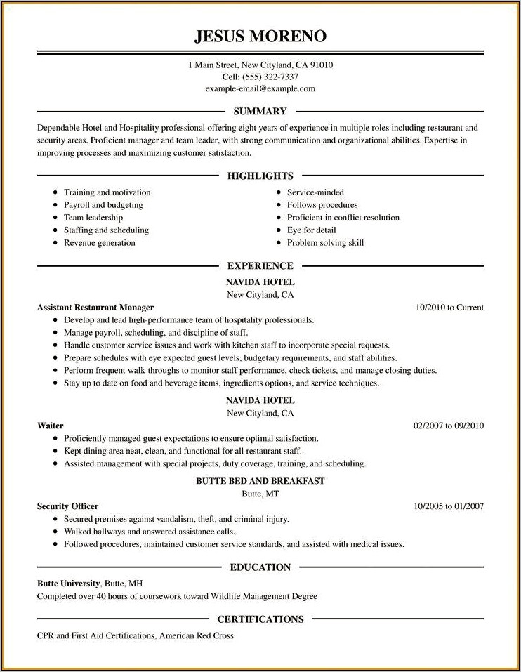 Examples Of Good Sample Resumes