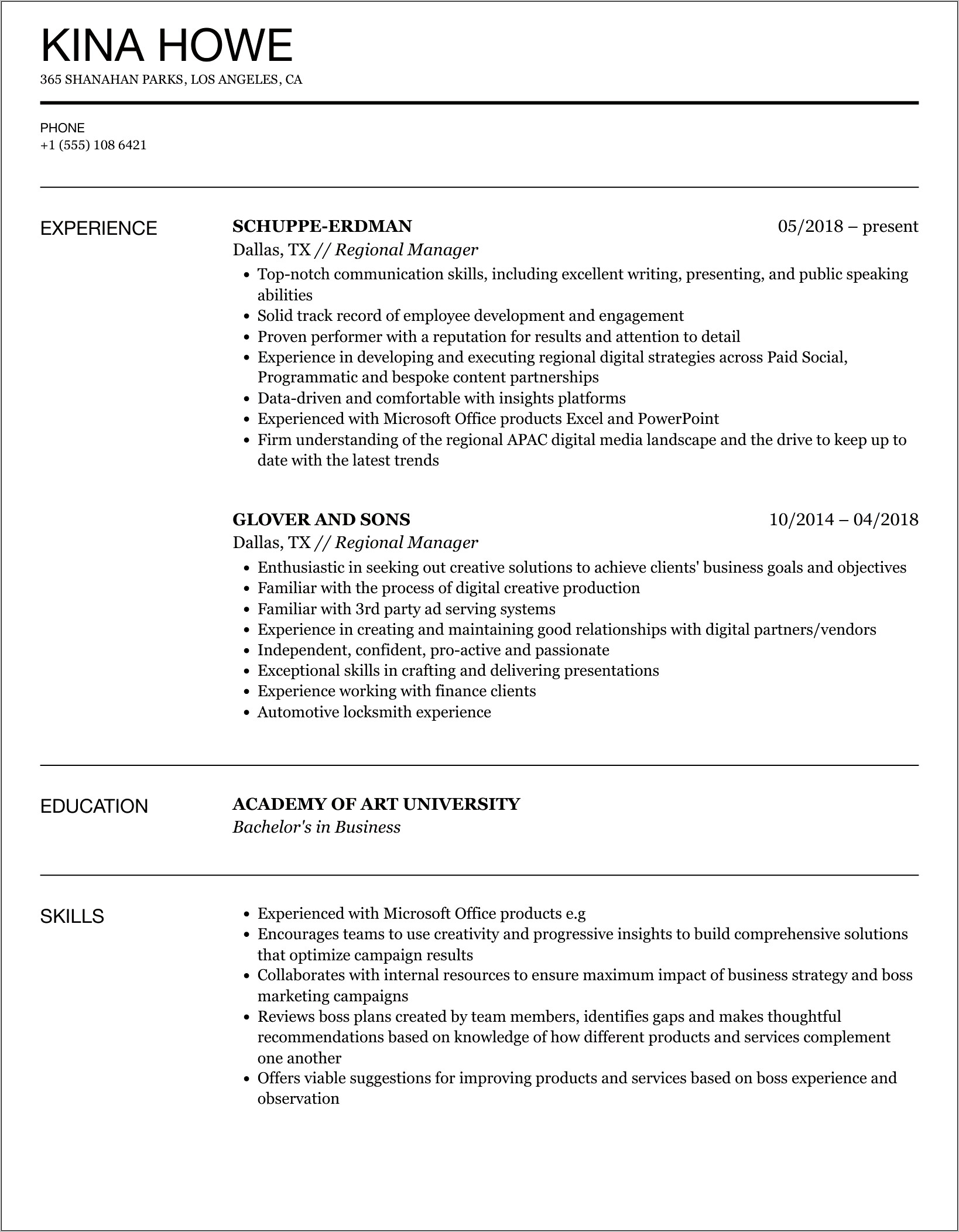 Examples Of Great Manager Resumes