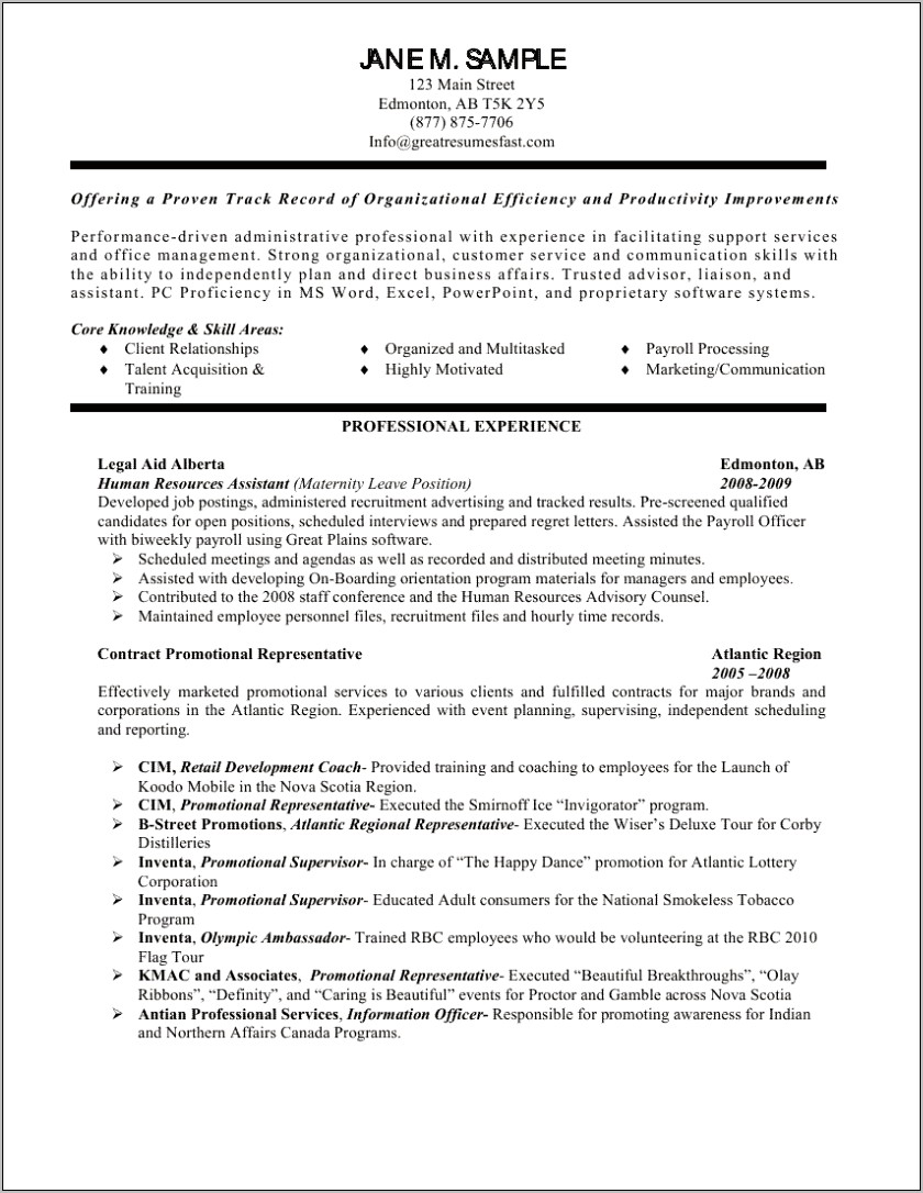 Examples Of Hr Assistant Resume