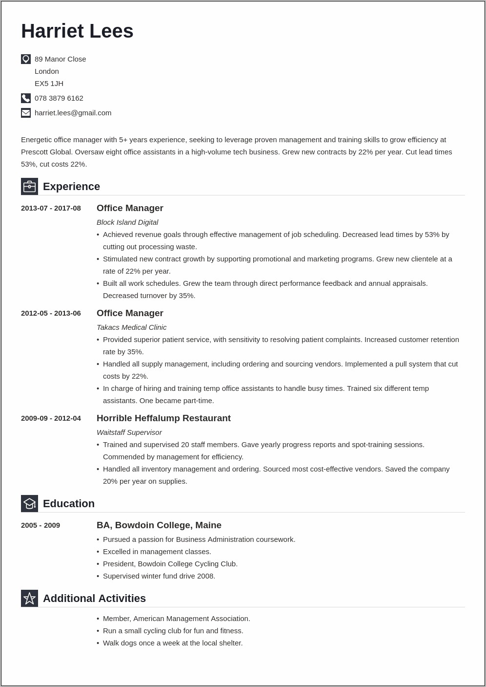 Examples Of Office Managerl Resumes
