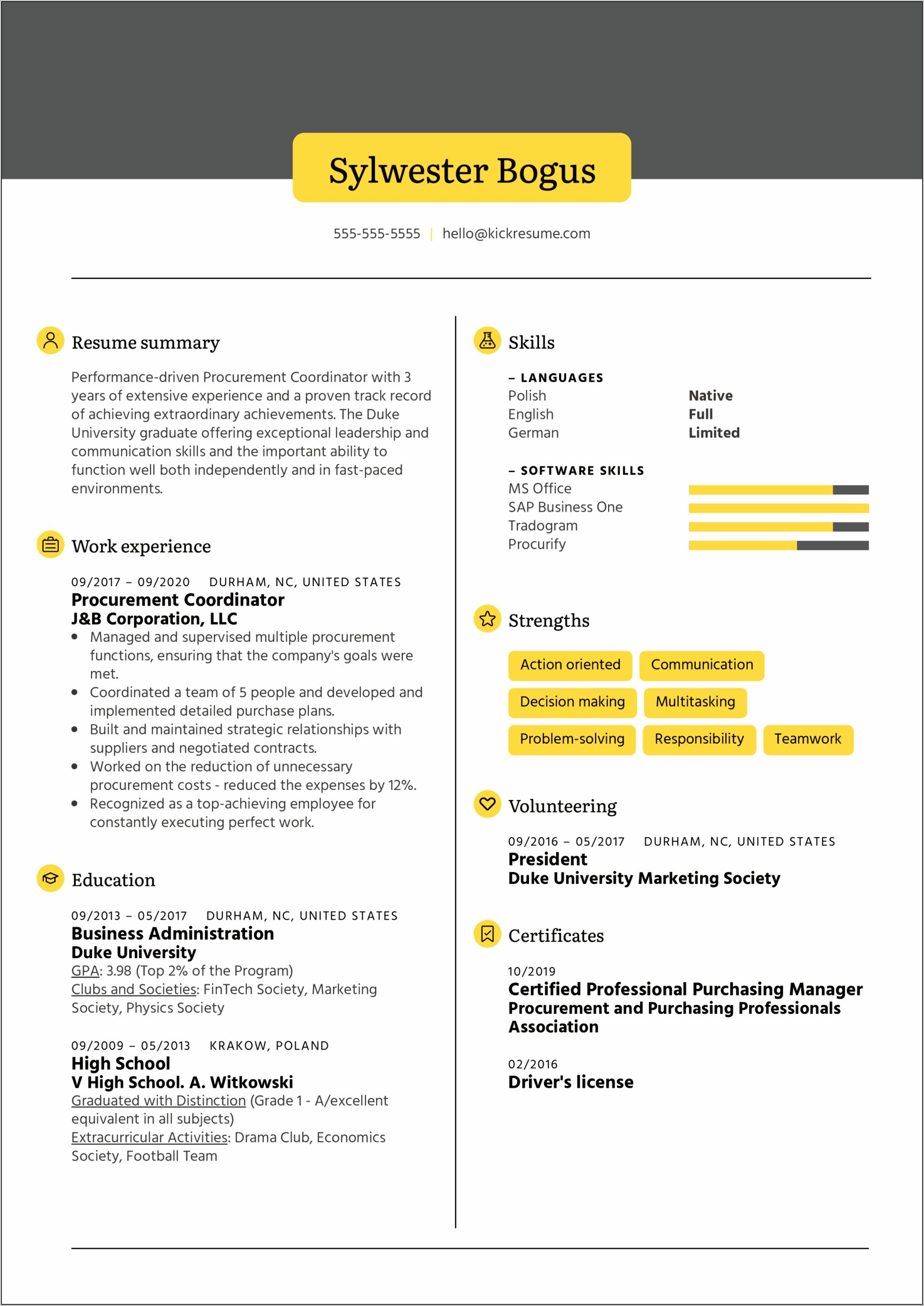 Examples Of Purchasing Manager Resumes