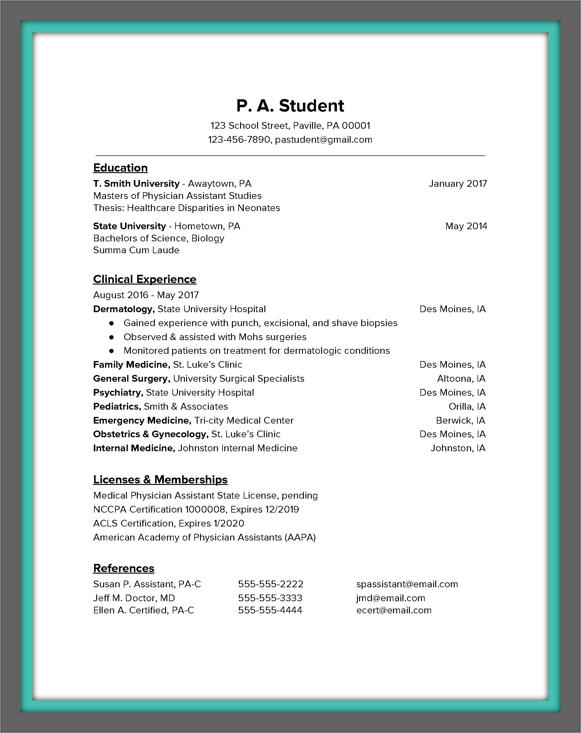 Examples Of Resume For Cna