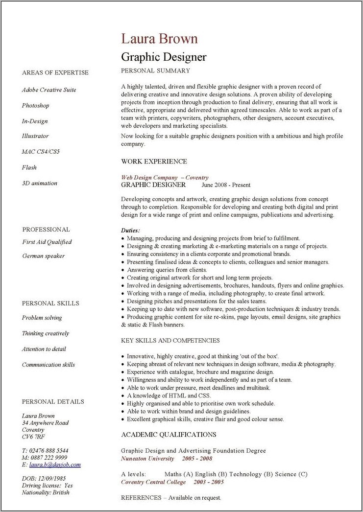 Examples Of Resume Job Summaries