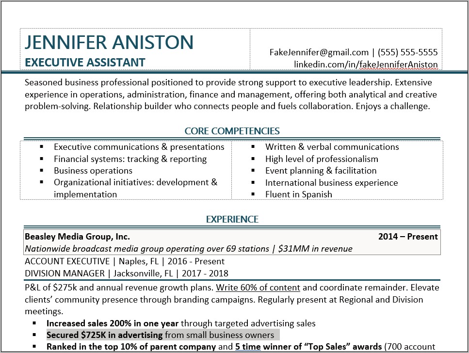 Examples Of Resume Summary Section