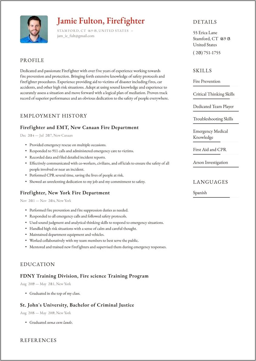 Examples Of Resumes For Firefighters