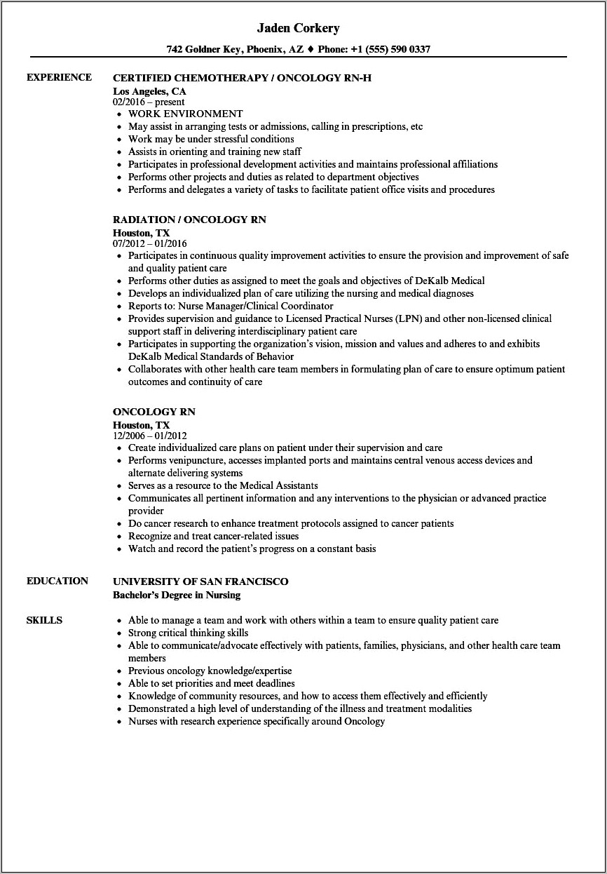 Examples Of Rn Resumes Objectives