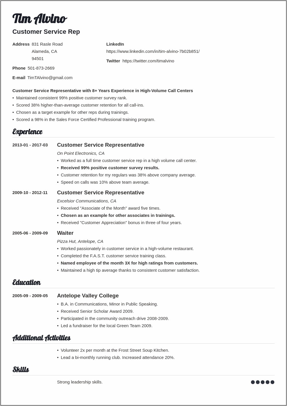 Examples Of Taglines For Resume