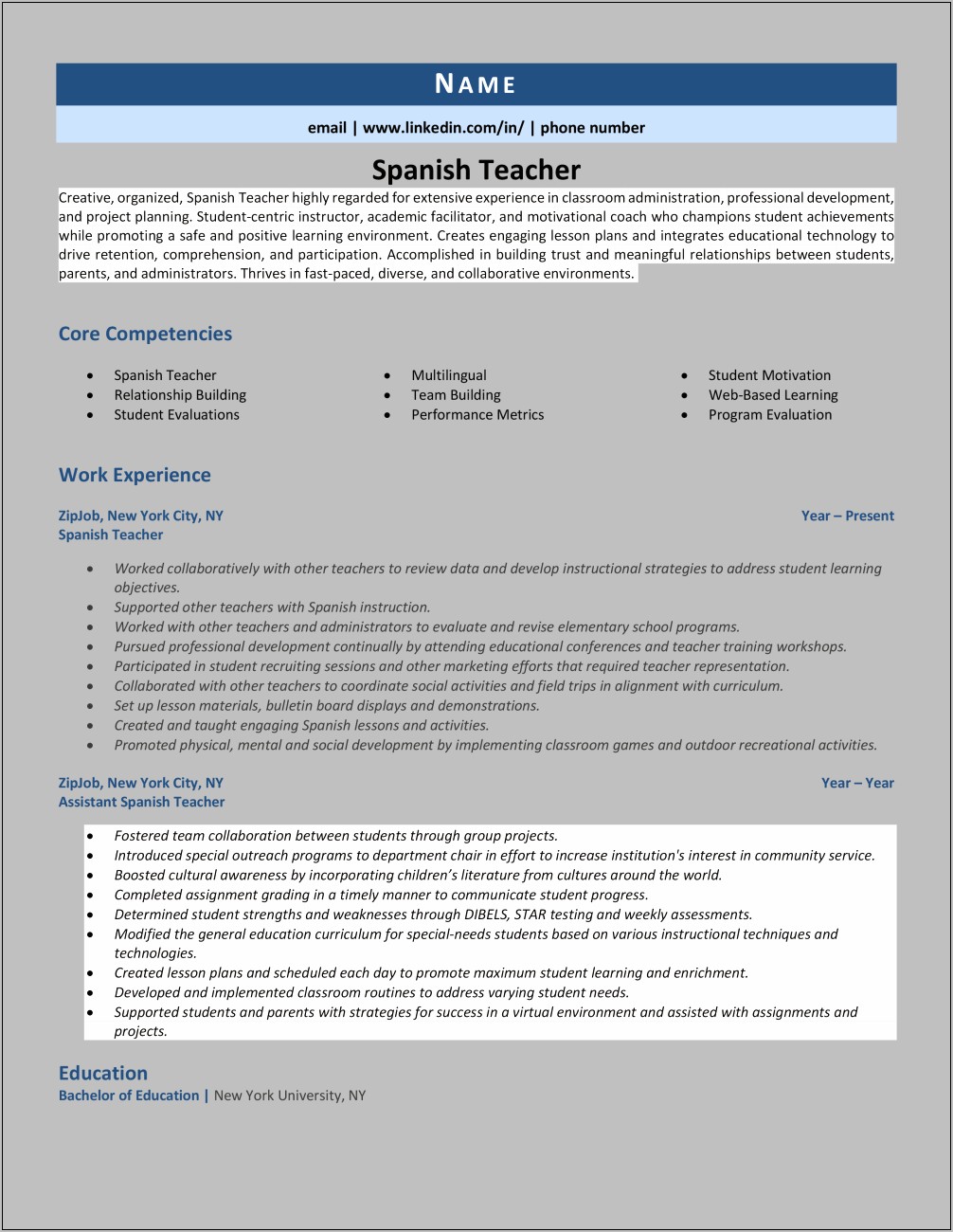 Examples Of Teacher Coach Resume