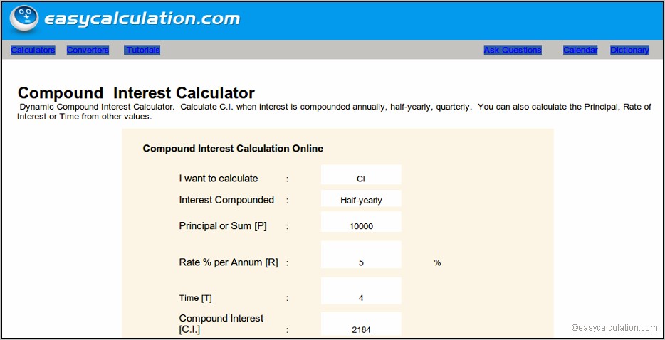 Excel Compound Interest Rate Calculation Template Download