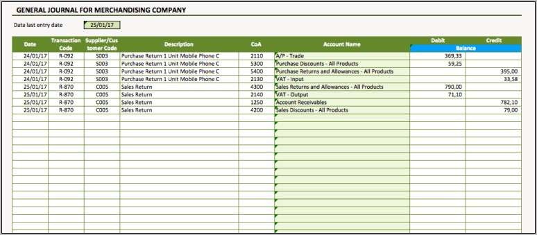 Excel Debit Credit Running Balance Template Download