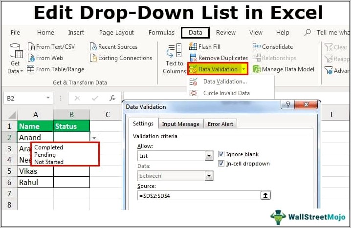 Excel Drop Down List Template Download