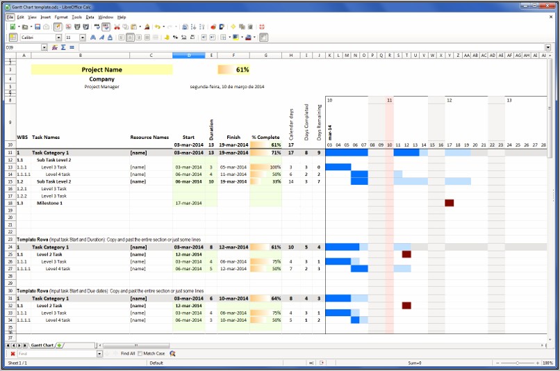 Excel Gantt Project Planner Template Download