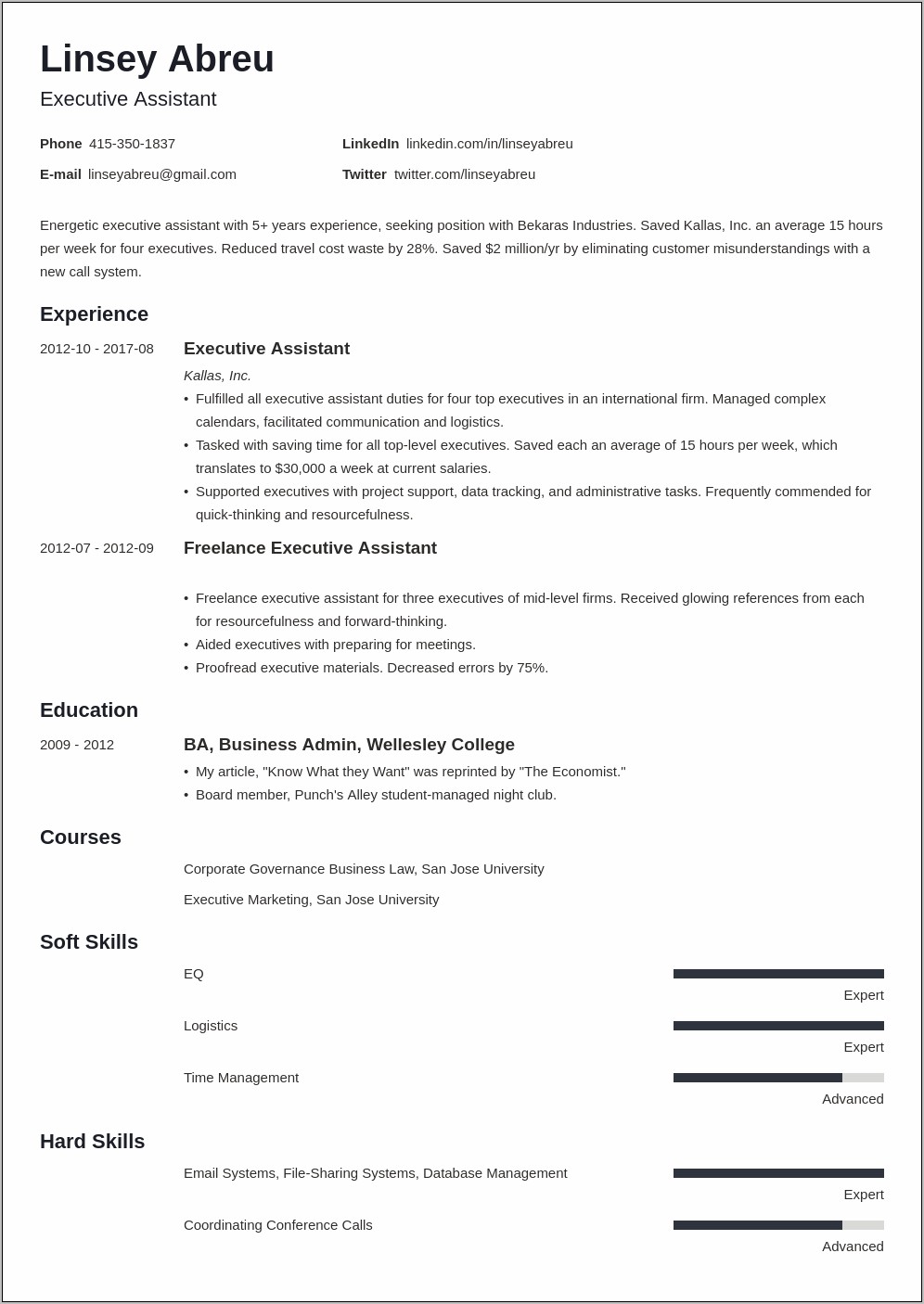 Executive Assistant Resume Job Hero