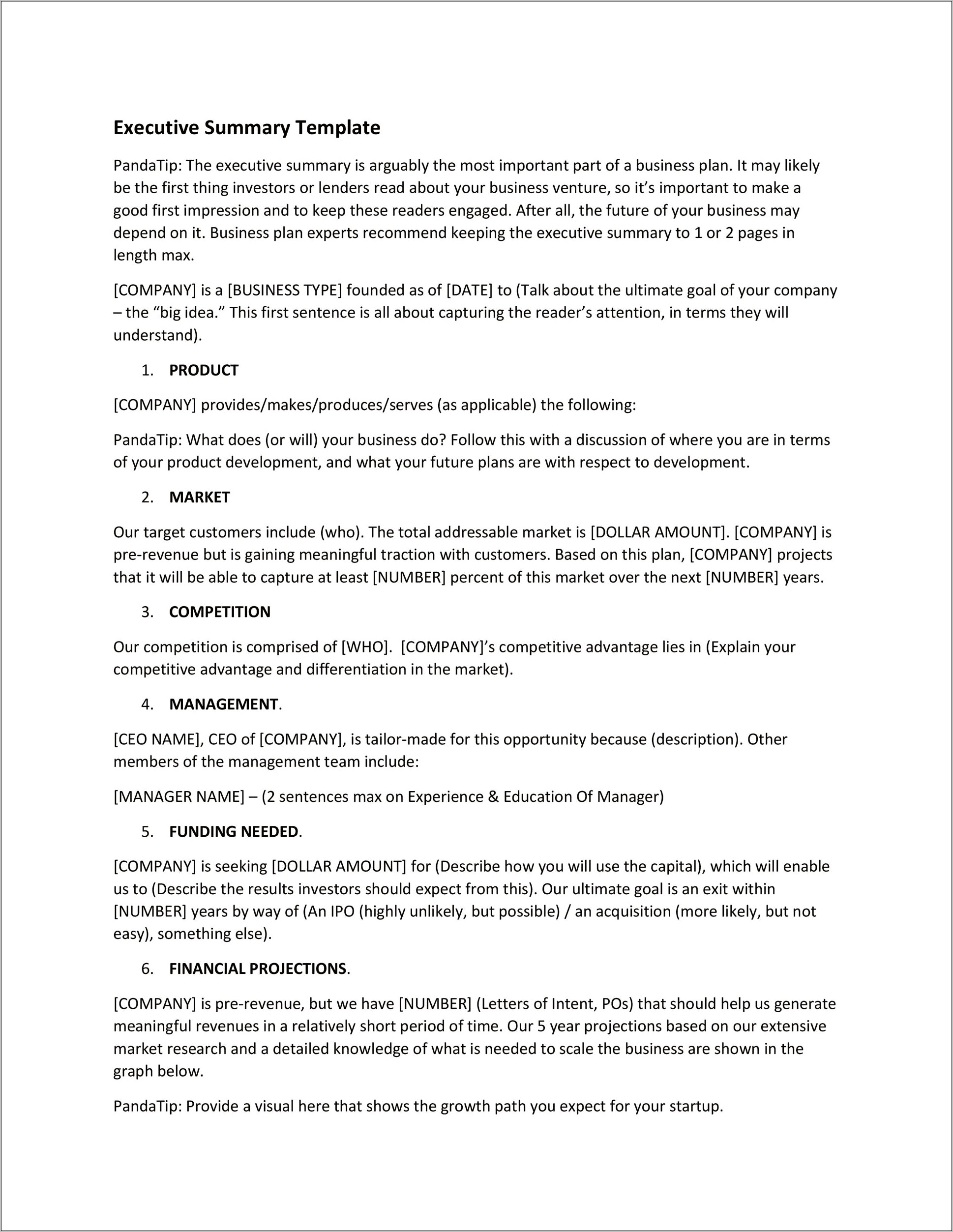 Executive Summary For Proposal Template Download