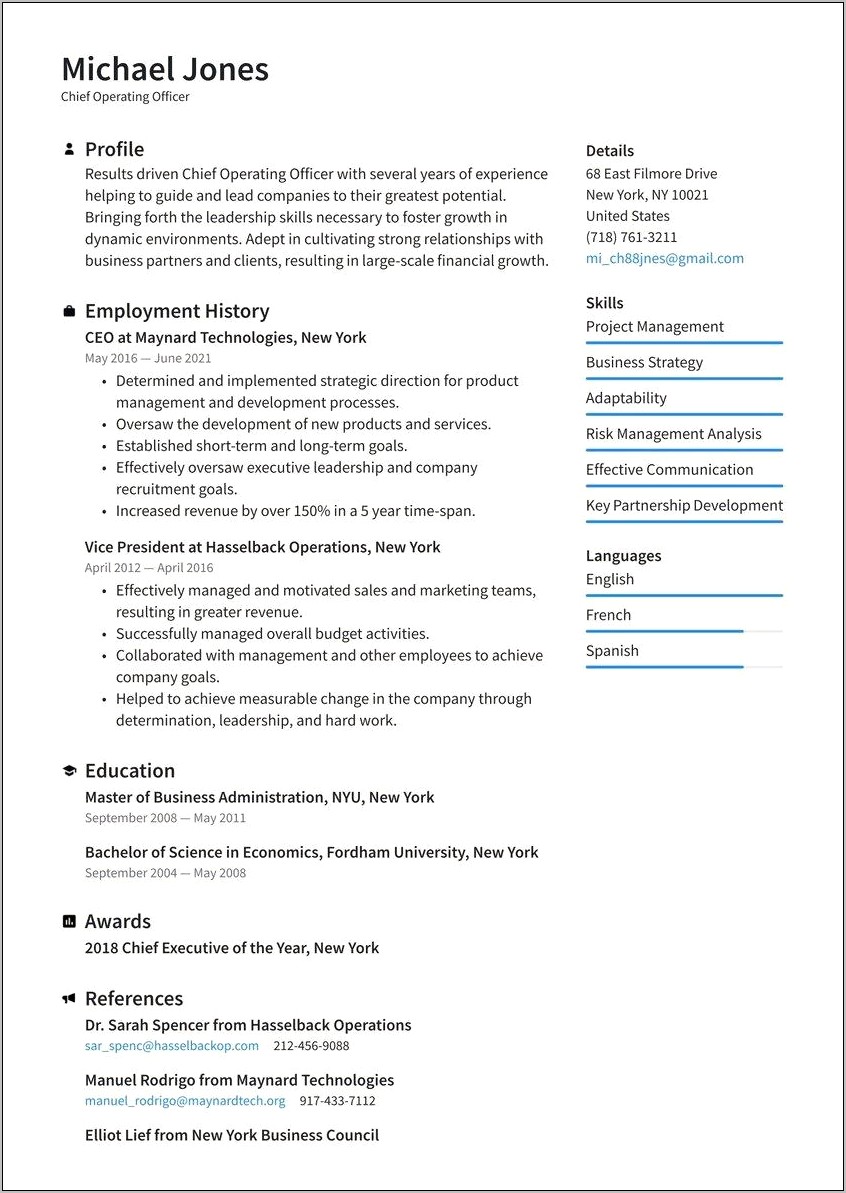 Executive Vice President Resume Sample