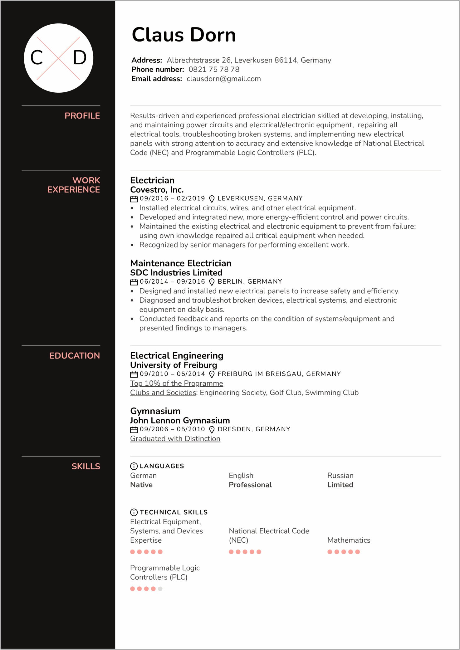 Experienced Electrical Engineering Manager Resume