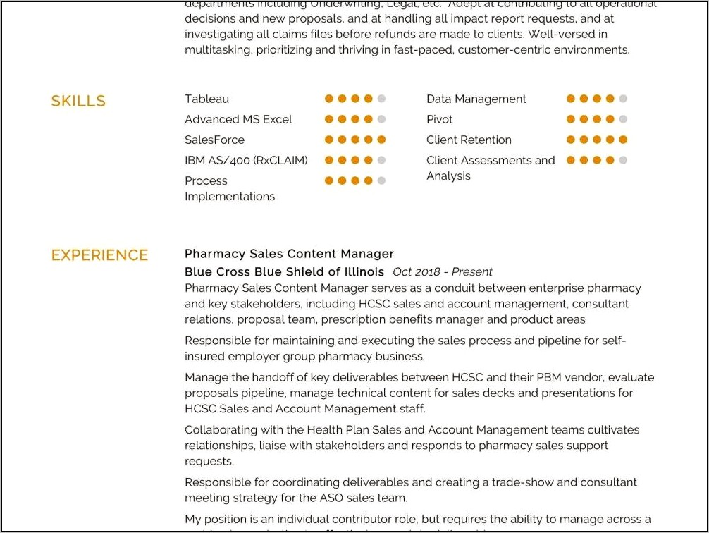 Experienced Pharmaceutical Sales Resume Samples