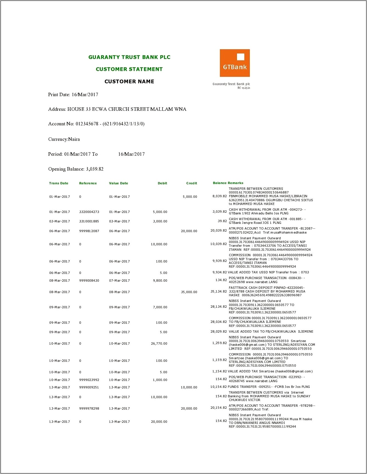 Fake Hsbc Bank Statement Template Download