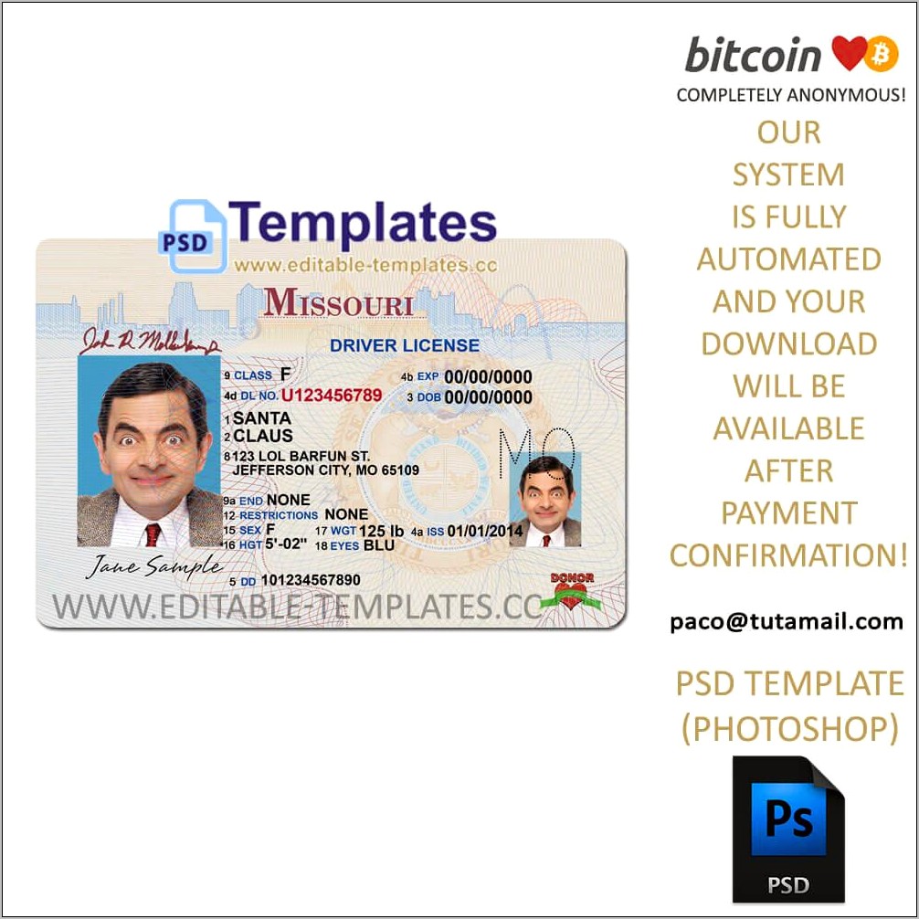 Fake Id Drivers License Template Download