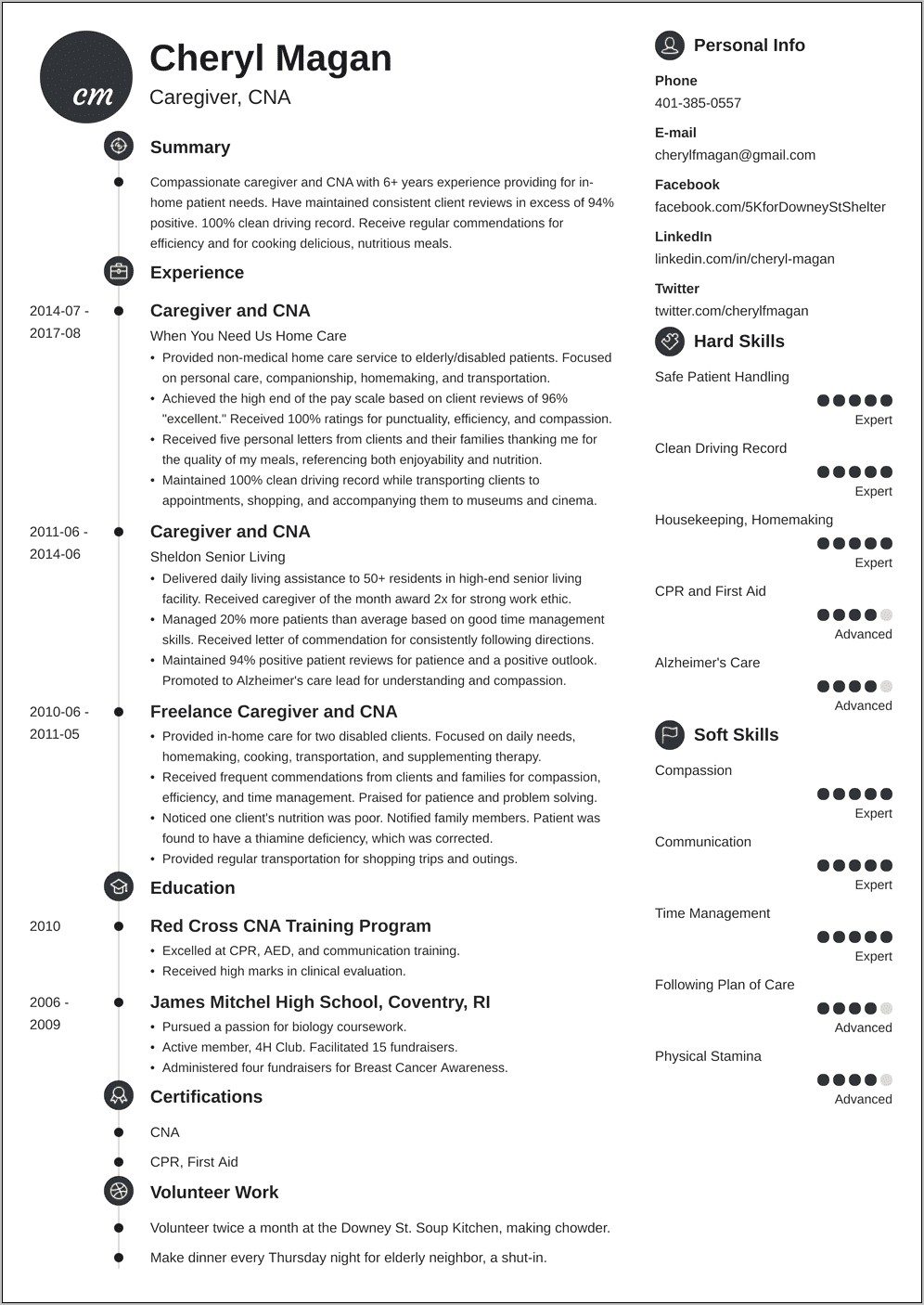 Family Care Giver Resume Sample