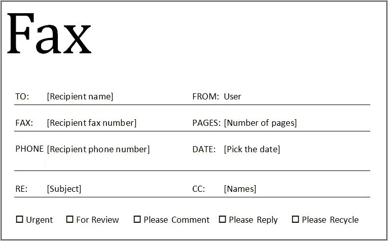 Fax Cover Sheet Resume Sample