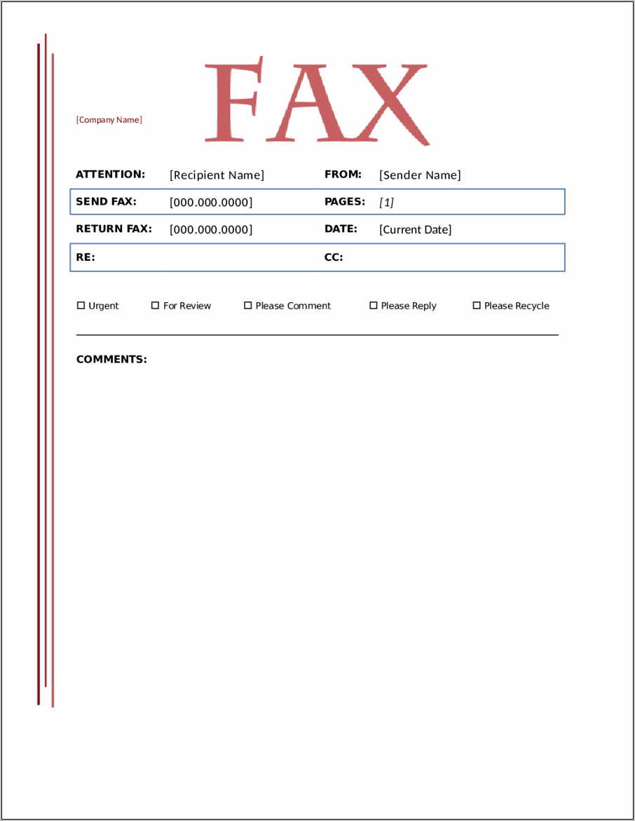 Fax Cover Sheet Template Word Download