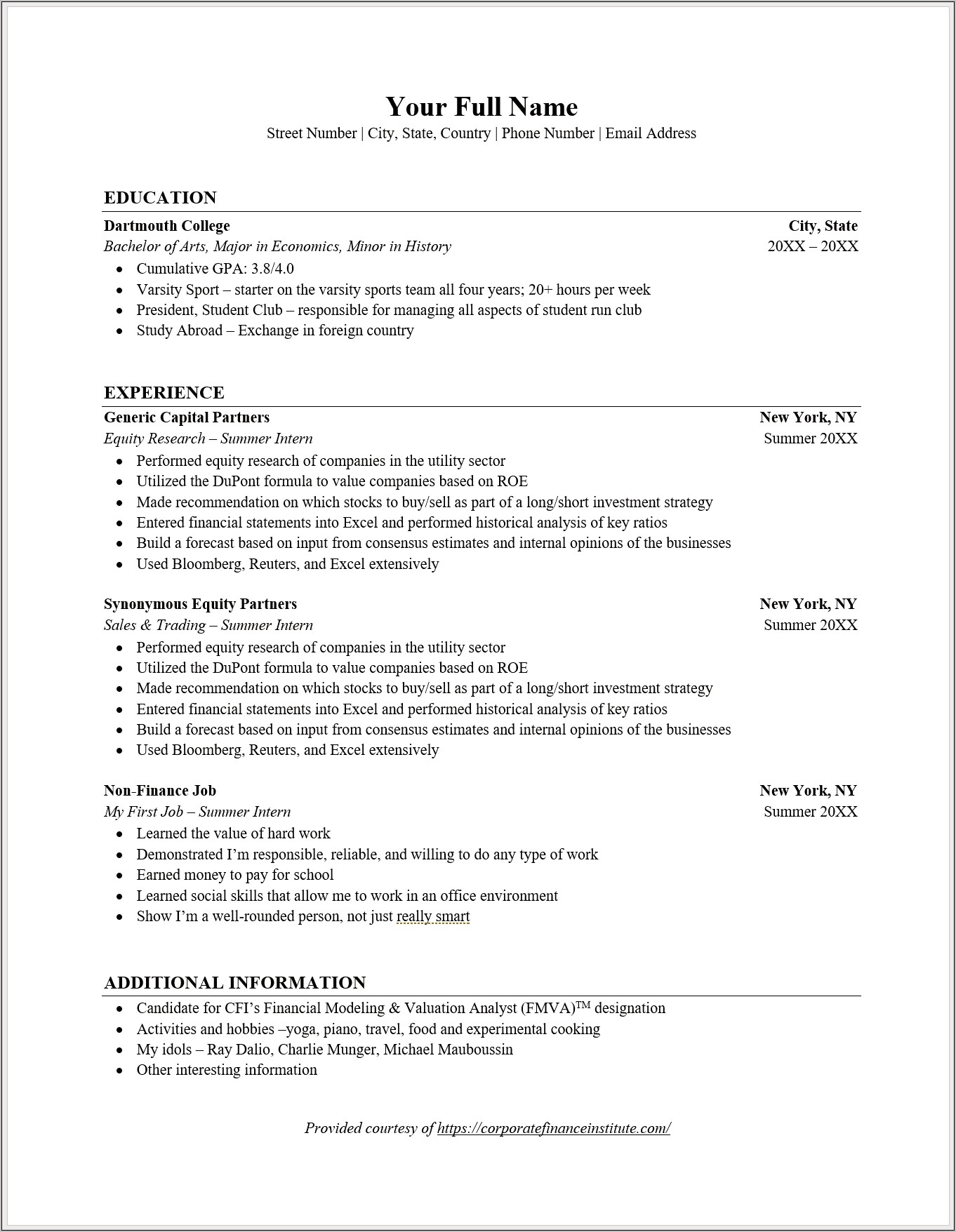 Finance Associate Resume Samples College