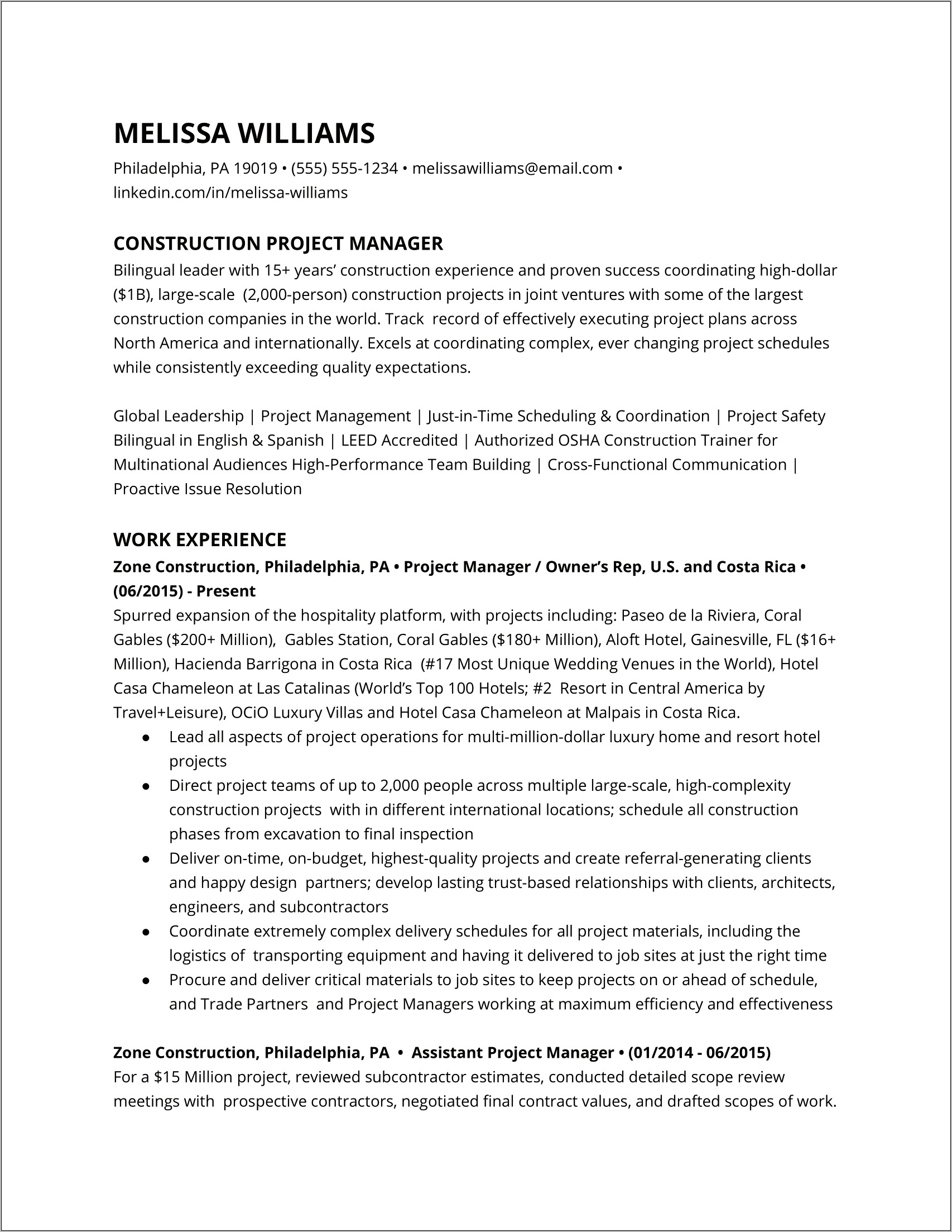 Finance Project Manager Resume Sample