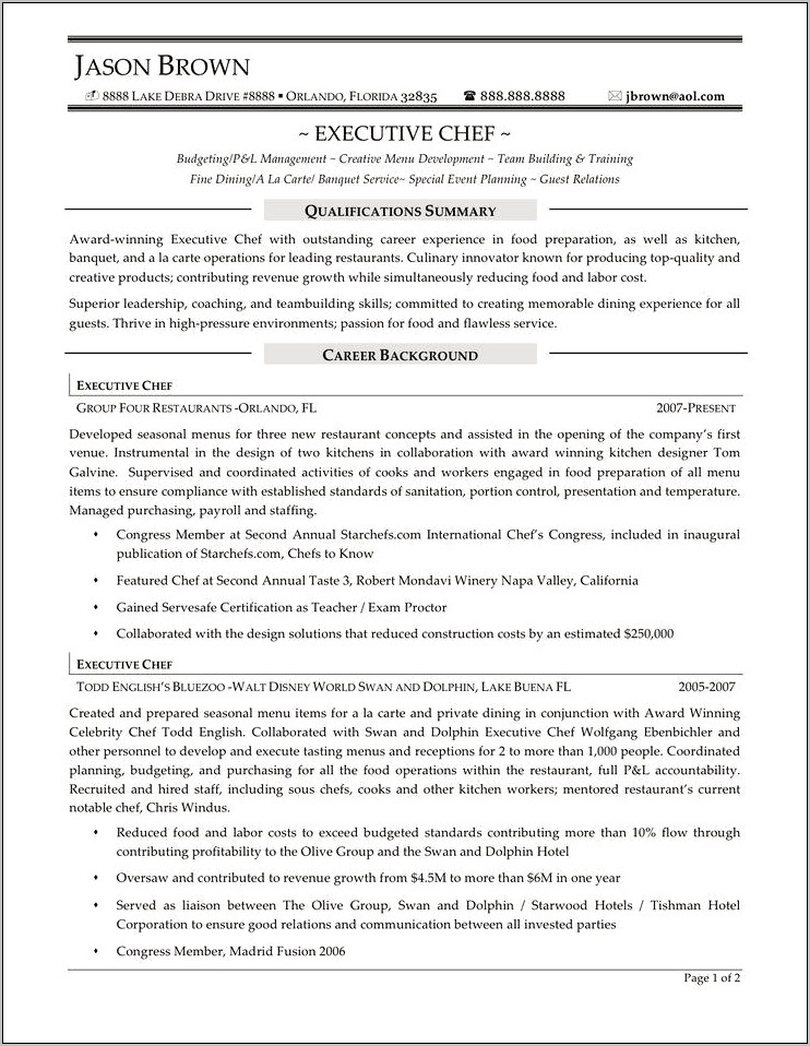 Fine Dining Cook Objective Resume