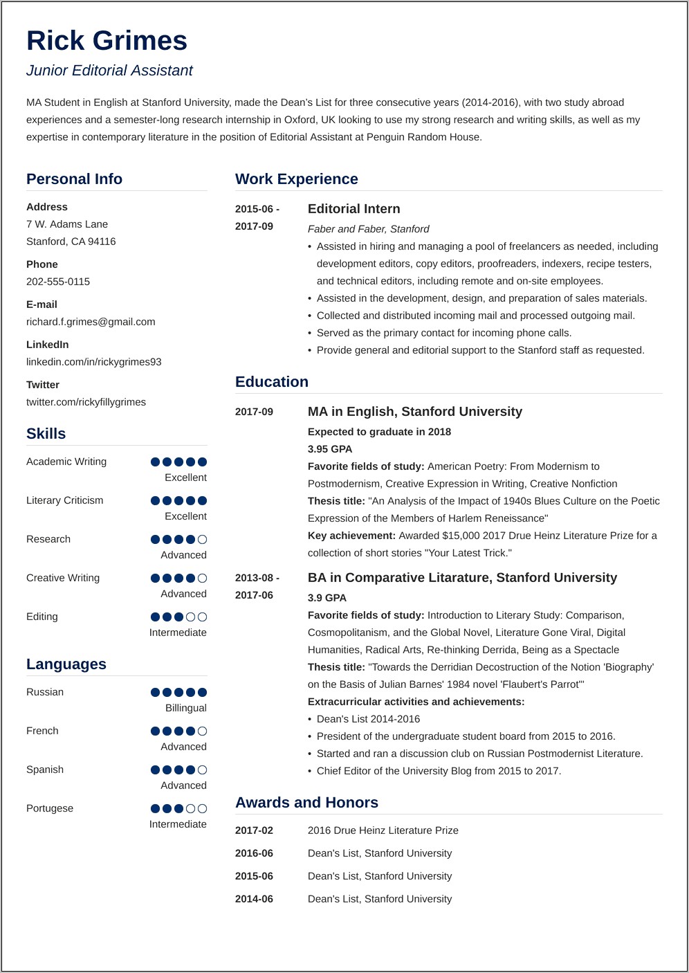 First Job Simple Resume Template