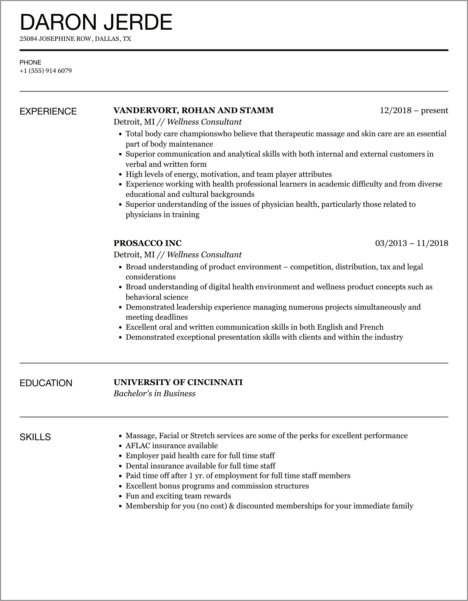 Fitness Consultant Job Description Resume