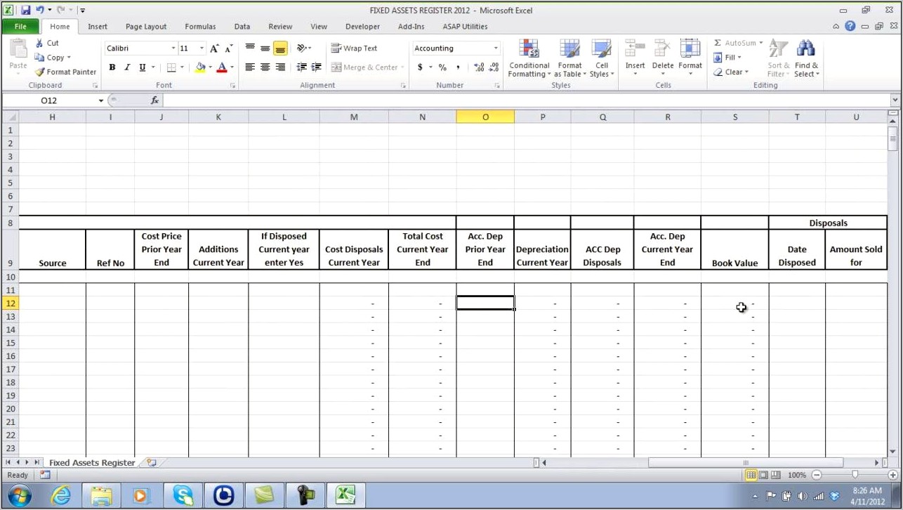 Fixed Asset Register Excel Template Download