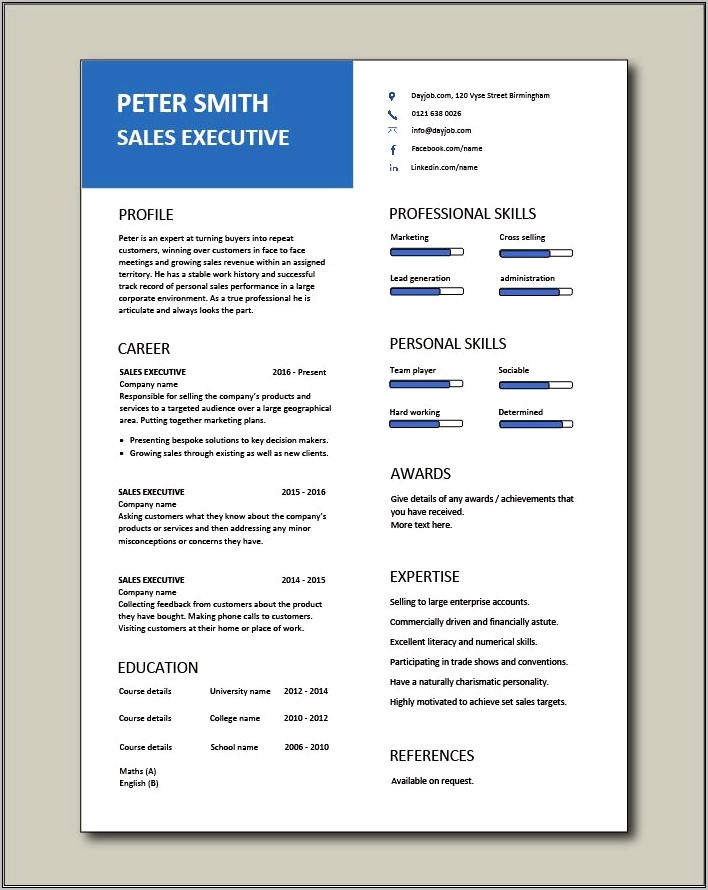 Fmcg Sales Representative Resume Sample