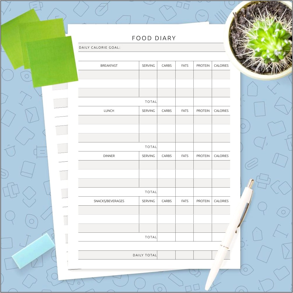 Food And Exercise Journal Template Download