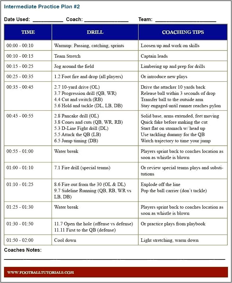 Football Practice Schedule Templates Download For Word