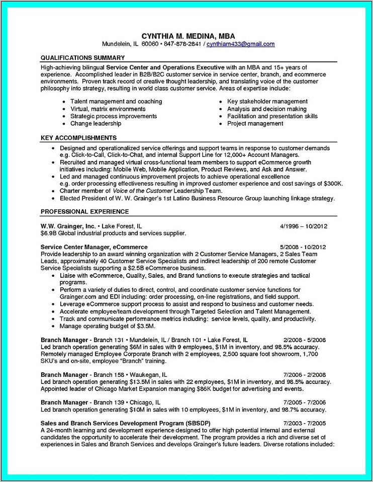 Forest Service Resume Summary Example