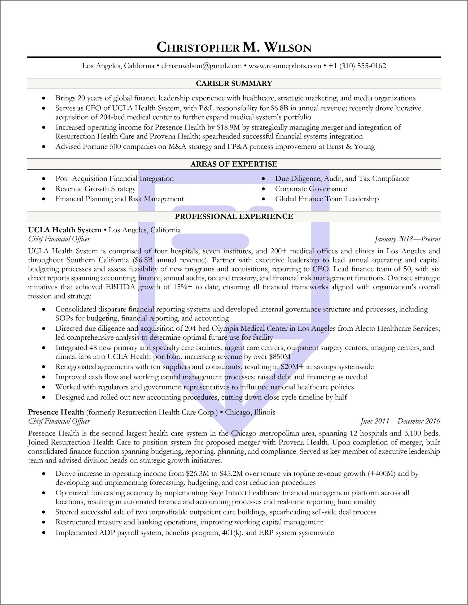 Fp&a Director Resume Sample