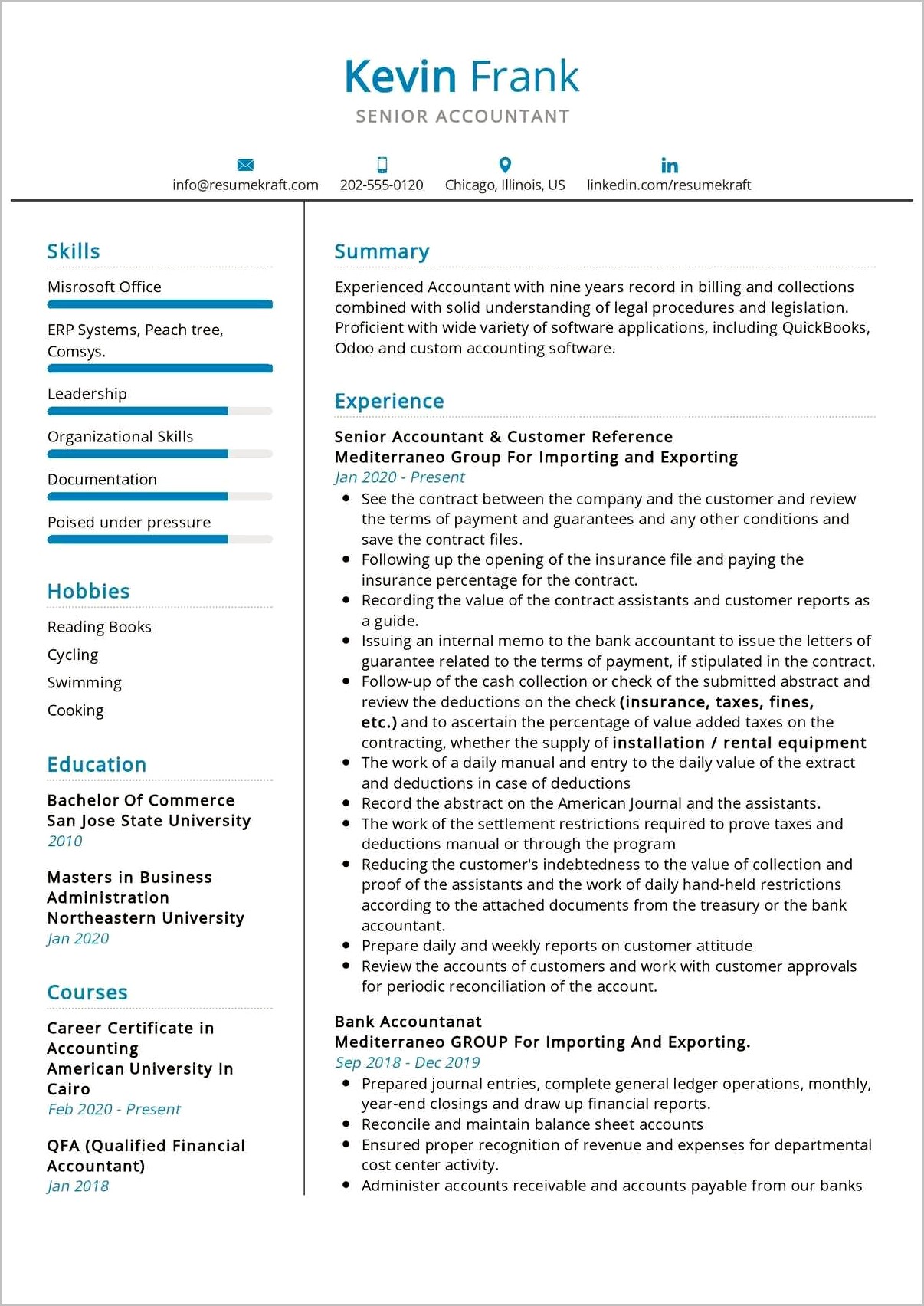 Free Accounting Resumes With Template