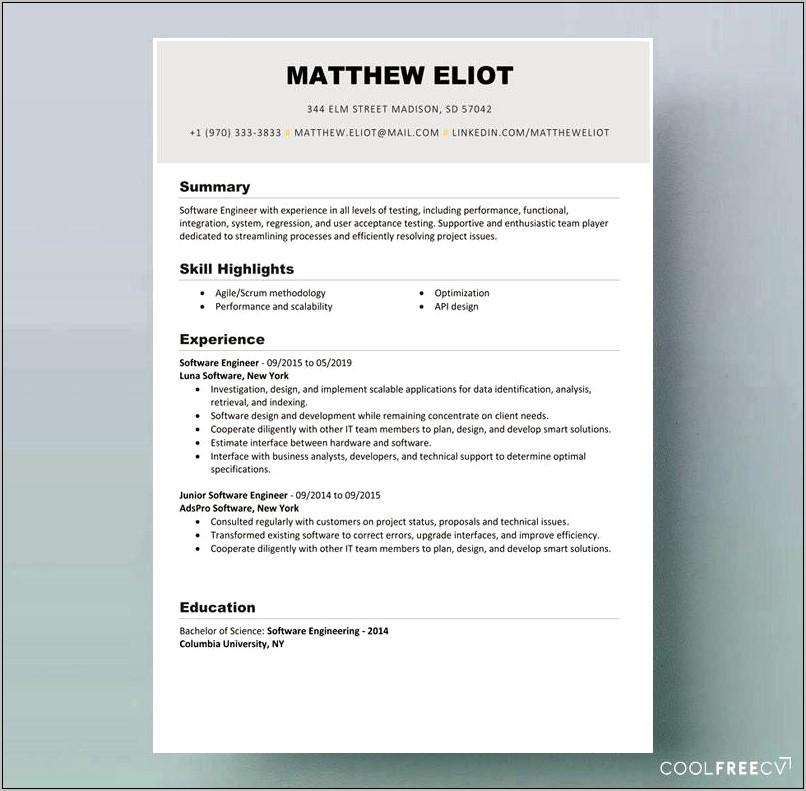 Free Best Resume 2019 Template